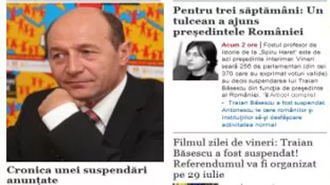 REVISTA PRESEI, Sâmbătă, 7 iulie: Suspendarea lui Traian Băsescu, tema principlă, inclusiv în tabloide. Cum a fost titrată „la cald” în online (FOTO)