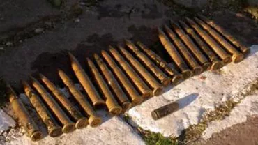 Aproape 60 de cartuşe, două grenade şi o bombă, găsite într-o pădure din Covasna