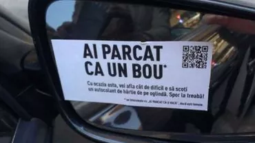 Parcarea greșită, pedepsită cu stickere lipite pe geamul oglinzii retrovizoare (VIDEO)