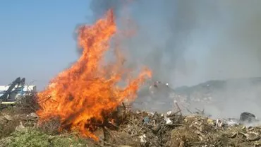 Incendiu izbucnit la o groapă de gunoi de la marginea localității Curtea de Argeș: Deșeurile arse degajă mult fum în zonă