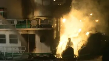 Împingătorul care a luat foc pe Canalul Dunăre - Marea Neagră s-a scufundat