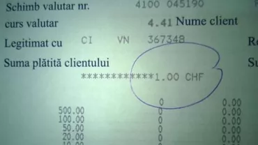 Protest inedit al unei femei din Vrancea față de criza francului elvețian: A solicitat chitanță pentru fiecare franc plătit