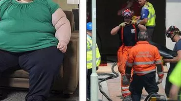 A fost nevoie de o macara pentru ca o femeie din Oradea să poată fi transportată la spital: Greutatea acesteia depășește un sfert de tonă (FOTO)