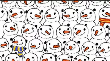 Găsește ursul Panda într-o mare de oameni de zăpadă: Provocarea iernii vine de la un artist maghiar (FOTO)