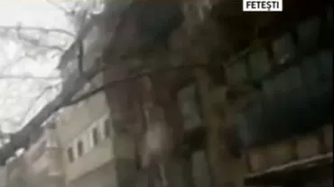 Fetești: Un copac a fost doborât de vânt peste un bloc (VIDEO)