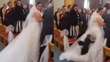 Moment ilar la o nuntă din Irlanda: Un băiețel s-a aruncat pe rochia miresei (VIDEO)