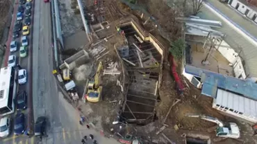 Lucrările la pasajul de la Piaţa Sudului, filmate cu o dronă. Primăria Capitalei: Realizarea efectivă a ajuns la 47% (VIDEO)