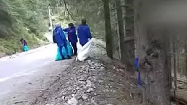 Zeci de saci de gunoaie, adunate de pe marginea drumului care duce la Padina (VIDEO)
