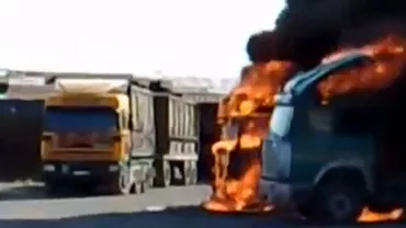 Imagini dramatice pe DN1, în județul Cluj: Un TIR a fost cuprins de flăcări. Şoferul a reuşit să se salveze la timp