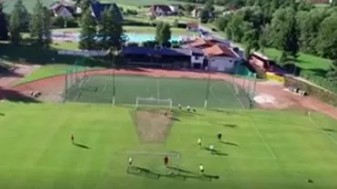 Imagini de senzație cu echipa din Ștefan Cel Mare: Ultimul antrenament al lui Dinamo din Slovenia, surprins de o dronă (VIDEO)