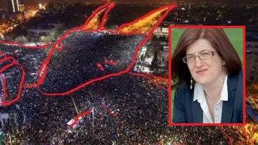 TROFEUL SOMNUL RAȚIUNII merge la fostul deputat PSD de Sibiu, Maria Manuela Catrina, care vede COARNELE DIAVOLULUI într-o poză de la protestele din București