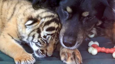 Trei pui de tigru malaezian au fost adoptați de un ciobănesc australian, la grădina zoologică din Cincinnati (VIDEO)