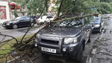 Vremea rea a făcut prăpăd în Bistrița: Cale ferată blocată, copaci rupți și mașini avariate (FOTO)