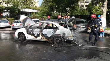 O mașină explodat în centrul Brașovului (FOTO)