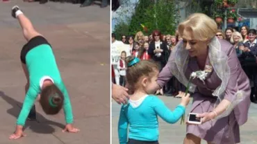 Acrobații pentru tovarăşa. Fetiţă de 3 ani, pusă să stea în cap în faţa premierului Dăncilă (VIDEO)