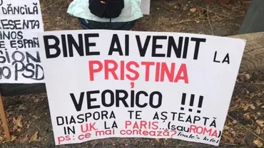 Dăncilă, primită de Regele Spaniei... și de protestatarii români: Bine ai venit la Priștina, Veorico! (FOTO)