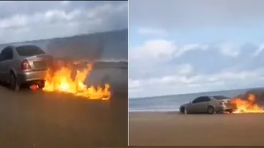 VIDEO ȘOC! Un român stabilit în Irlanda și-a dat foc la Mercedes, live pe Facebook
