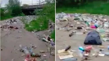 Viitură de GUNOAIE în Argeș: Peturi, sticle și resturi de mâncare, aduse de apă în urma unei ploi torențiale (VIDEO)