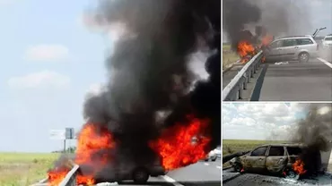 Accident CUMPLIT pe A2. O mașină a LUAT FOC! BILANȚUL VICTIMELOR (FOTO, VIDEO)