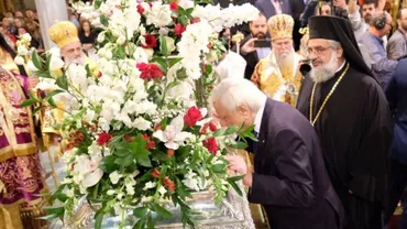 Președintele Greciei s-a închinat la moaștele Sfântului Dimitrie din București