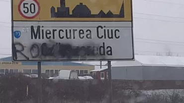 Băcăuan prins de polițiști după ce a acoperit cu vopsea denumirile în limba maghiara ale mai multor localități