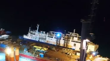 Noi imagini cu nava adusă la mal, după 4 luni de când s-a răsturnat în Portul Midia. „O operațiune desosebit de complexă” (VIDEO)