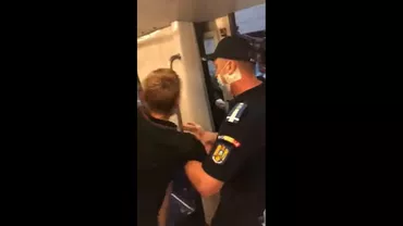 Bărbat scos cu forța din metrou și încătușat pentru că nu purta corect masca de protecție. Jandarmeria: 'Imobilizarea, cauzată de refuzul de legitimare. Tânărul a fost amendat  cu 1.500 de lei' (VIDEO)
