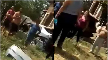 Imagini dramatice din Gorj. Un șofer a pierdut controlul volanului și a intrat cu mașina direct în curtea unei case (VIDEO)