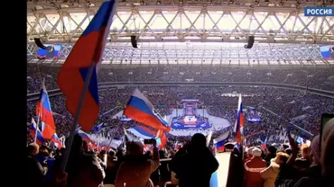 Televiziunea de stat rusă a întrerupt brusc dicursul președintelui Vladimir Putin pe stadionul Lujniki din Moscova (VIDEO)