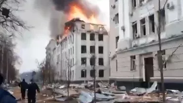 Bombardamentele rusești în Harkov au distrus și Facultatea de Sociologie. Clădirea e aproape de biroul regional al Ministerului de Interne (VIDEO)