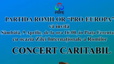 Partida Romilor „Pro-Europa”: Concert caritabil pentru refugiați, de Ziua Internațională a Romilor