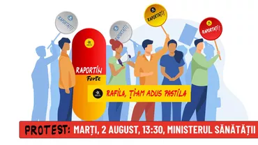 Protest Declic la MS: Rafila, ţi-am adus pastila. Vrem raportarea nosocomialelor, nu gargară în comisii!