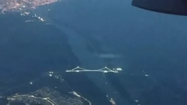 „Golden Gate” de la Brăila se vede și din avion. Cel mai lung pod din România ar trebui să fie gata la sfârșitul anului (FOTO)
