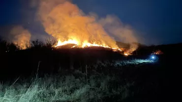 Pompierii hunedoreni au stins mai multe incendii de vegetaţie uscată. Flăcările au cuprins aproape 15 hectare de teren