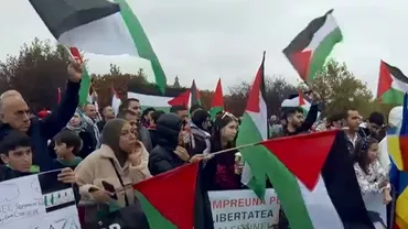 Incidente la mitingul pro Palestina din Capitală: O femeie şi un bărbat, depistaţi având asupra lor spray lacrimogen / Un tânăr deținea o petardă