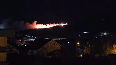 Incendiu în Piatra Neamț, în noaptea de Revelion! Muntele Pietricica a ars ca o torță din cauza artificiilor