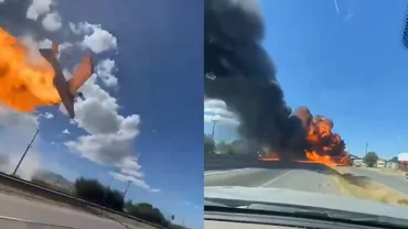 Accident aviatic în Chile! Un avion a luat foc și s-a prăbușit pe o autostradă / Pilotul a murit