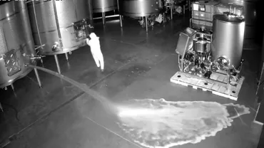 60.000 de litri de vin în valoare de 2,5 milioane de euro, vărsați în mod intenționat de un intrus la o cramă din Spania (VIDEO)