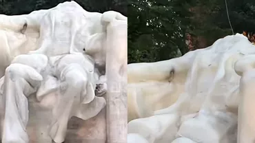 Statuie de ceară a lui Abraham Lincoln, topită de temperaturile extreme din Washington D.C.