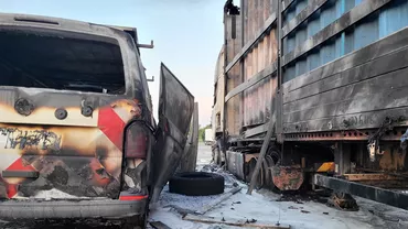 O autoutilitară și un TIR au ars în Vama Giurgiu: „Din cauza scurgerilor de carburant, a fost sesizată și Garda de Mediu”
