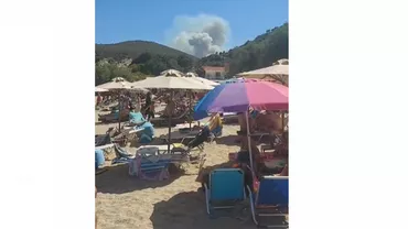 Incendiu puternic pe insula Evia din Grecia. Un nor uriaș de fum se poate observa de la depărtare. Locuitorii din acea zonă au rămas fără curent electric și fără apă (VIDEO)