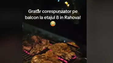 Imagini virale: Un bucureștean a făcut grătar pe fereastră, la etajul 8: „Ceafă de porc și mititei. Am avut poftă”