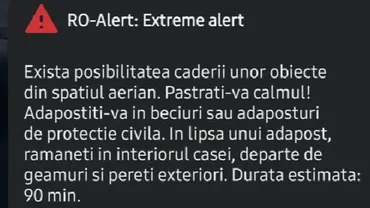 Locuitorii din Galați și Vrancea, avertizați prin RO-Alert: „Există posibilitatea căderii unor obiecte din spațiul aerian”