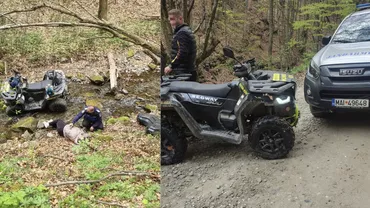 Intervenție de urgență în Vâlcea. Doi tineri au căzut opt metri cu ATV-ul pe Valea Păușa (FOTO, VIDEO)