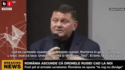 „Te rugăm să taci!”. Fostul șef al Armatei ucrainene, Valeri Zalujnîi, a afirmat că oficialii români i-au cerut să nu spună că au căzut drone rusești pe teritoriul României (VIDEO)